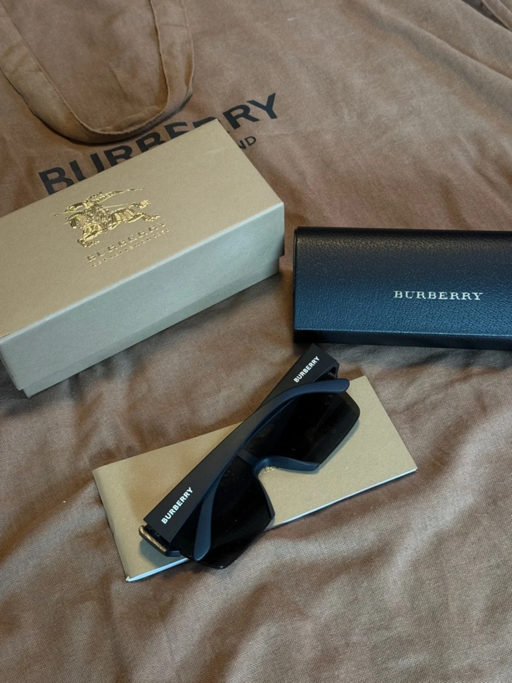 Burberry Men’s Black Shield Sunglasses with Dark Lenses - Picture 3 of 4